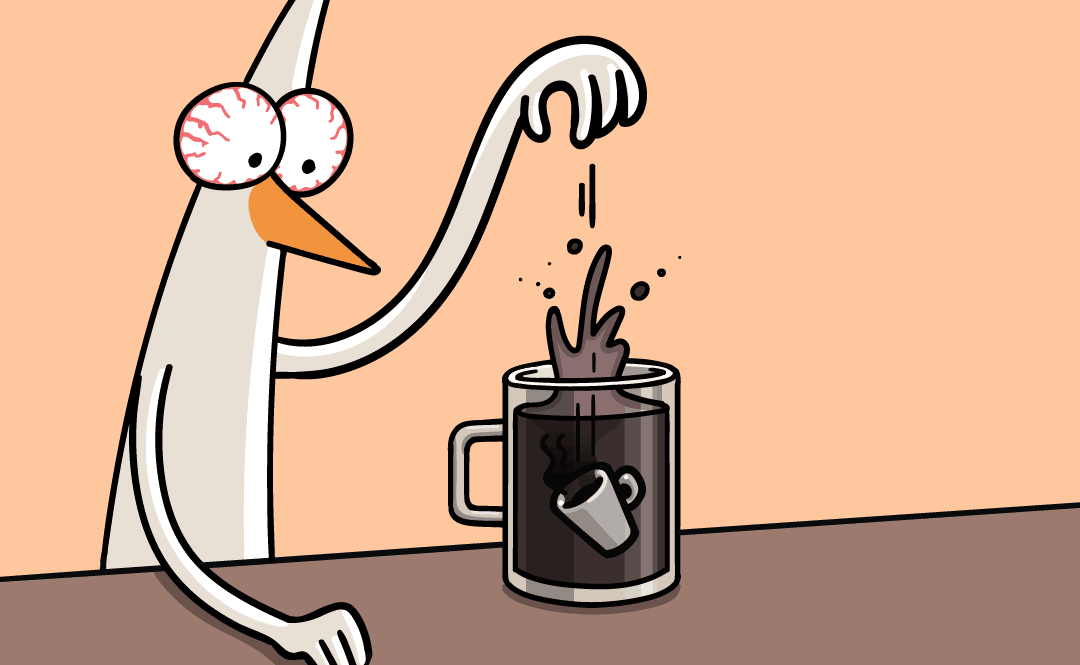 Pidjin drops the espresso shot into the coffee mug.